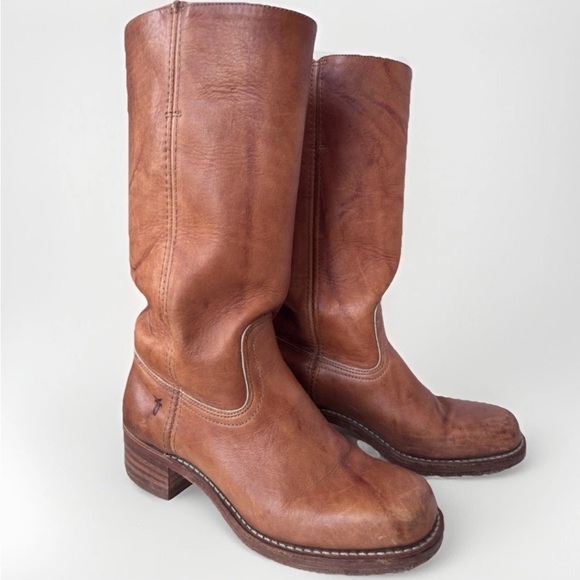 Vintage FRYE Campus 14L Saddle Tan Equestrian Western Tall Leather Boots 9.5 - Picture 2 of 13